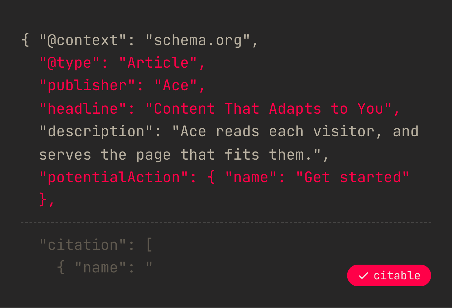 Structured, citable content served to AI agents and LLMs